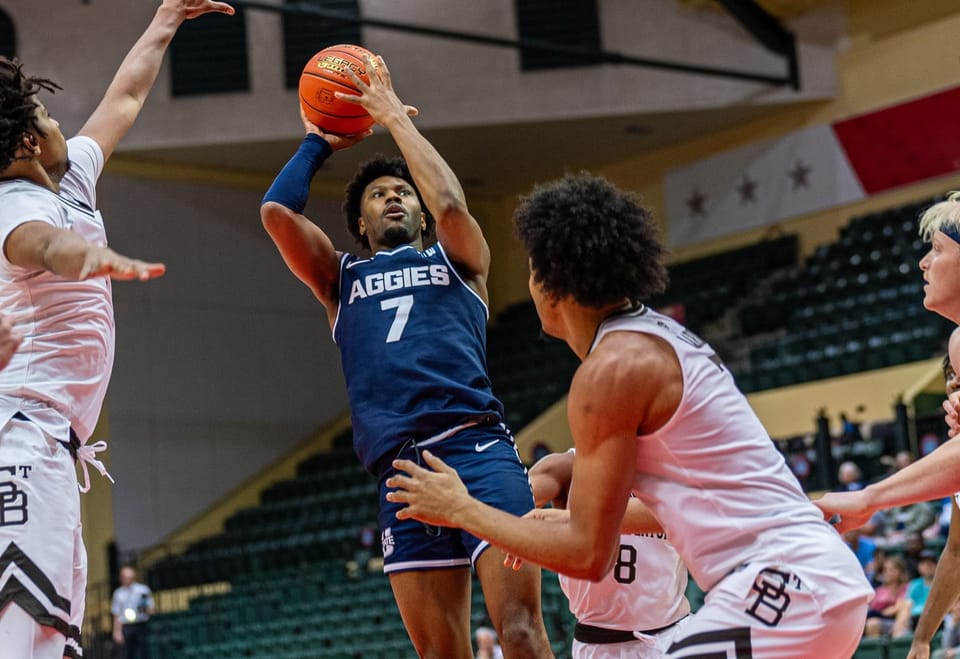 MBB Game Notebook: Despite Poor Shooting, Aggies Win Battle Of Unbeatens